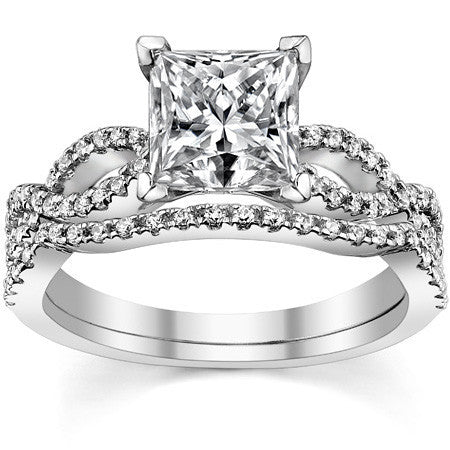 Round Diamond & Moissanite Infinity Style Engagement Ring