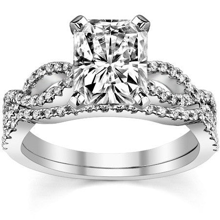 Round Diamond & Moissanite Infinity Style Engagement Ring