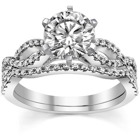 Round Diamond & Moissanite Infinity Style Engagement Ring