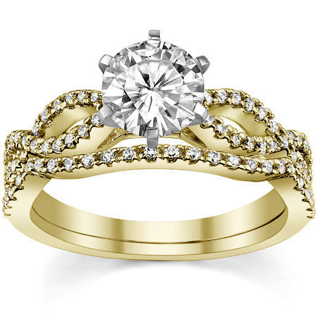 Round Diamond & Moissanite Infinity Style Engagement Ring
