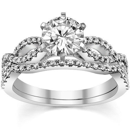 Round Diamond & Moissanite Infinity Style Engagement Ring