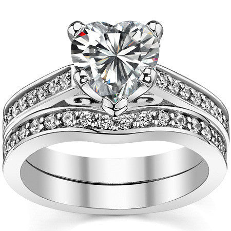 Round Brilliant Moissanite Scroll Cathedral Engagement Ring