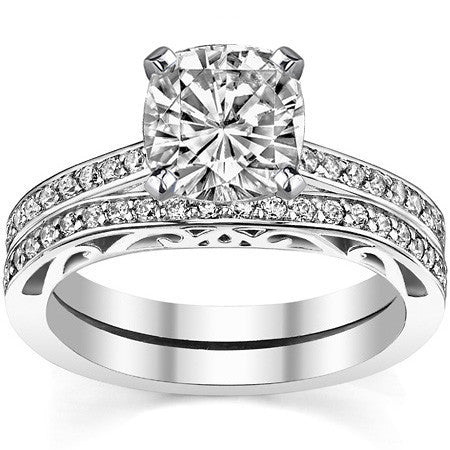 Round Brilliant Moissanite Scroll Engagement Ring