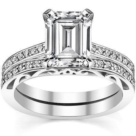 Round Brilliant Moissanite Scroll Engagement Ring