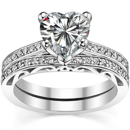 Round Brilliant Moissanite Scroll Engagement Ring