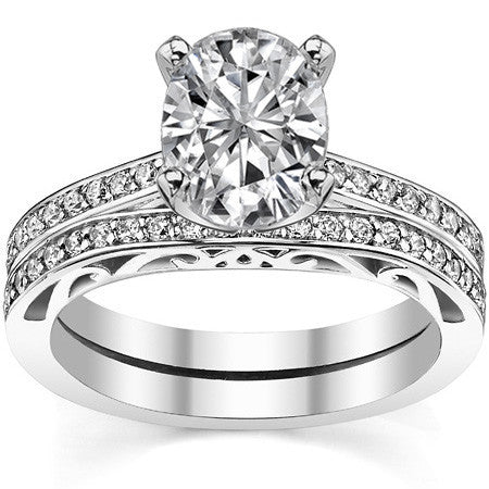Round Brilliant Moissanite Scroll Engagement Ring