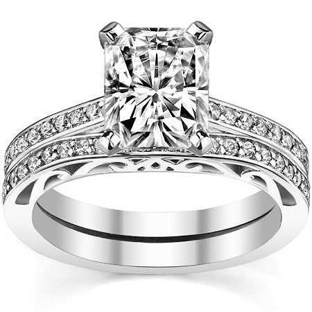 Round Brilliant Moissanite Scroll Engagement Ring