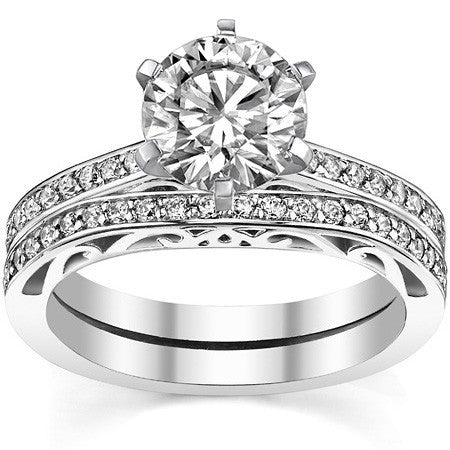 Round Brilliant Moissanite Scroll Engagement Ring