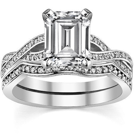 Round Diamond & Moissanite Split Shank Engagement Ring
