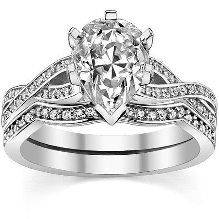 Round Diamond & Moissanite Split Shank Engagement Ring