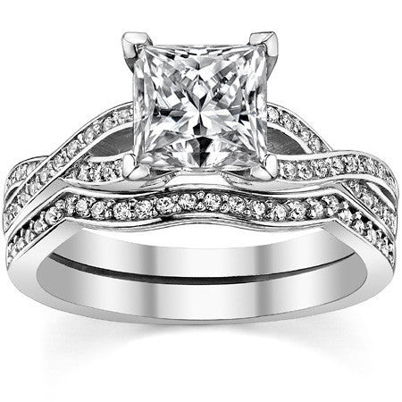 Round Diamond & Moissanite Split Shank Engagement Ring