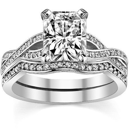 Round Diamond & Moissanite Split Shank Engagement Ring