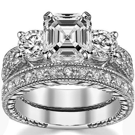 5mm Round Brilliant Moissanite Engagement Ring Antique Setting 1.35ct