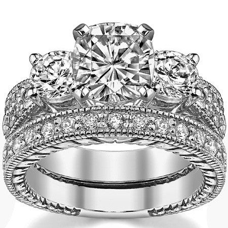 5mm Round Brilliant Moissanite Engagement Ring Antique Setting 1.35ct