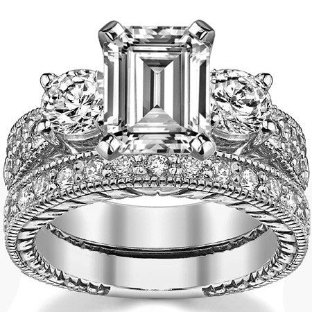 5mm Round Brilliant Moissanite Engagement Ring Antique Setting 1.35ct