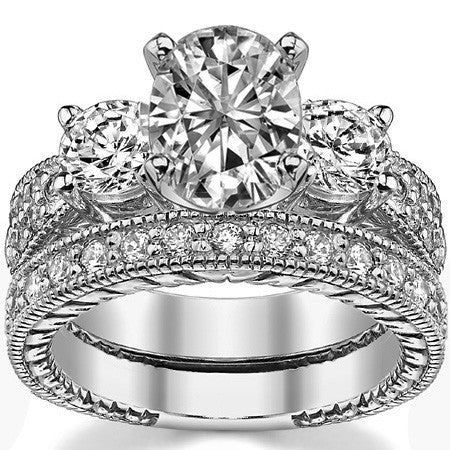 5mm Round Brilliant Moissanite Engagement Ring Antique Setting 1.35ct