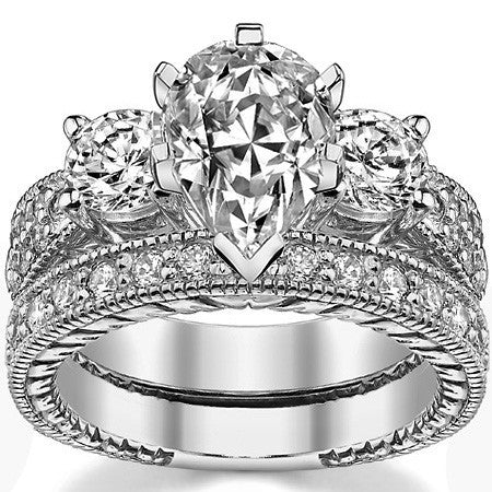 5mm Round Brilliant Moissanite Engagement Ring Antique Setting 1.35ct