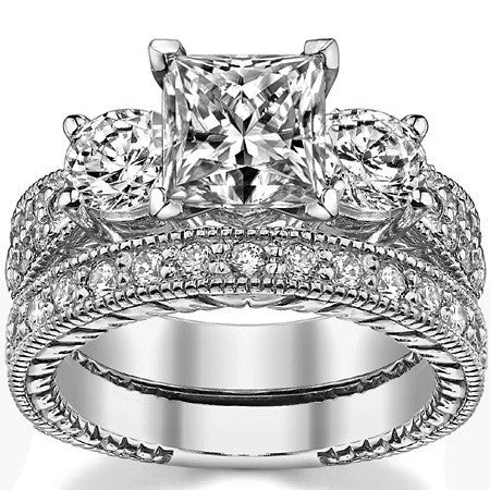 5mm Round Brilliant Moissanite Engagement Ring Antique Setting 1.35ct