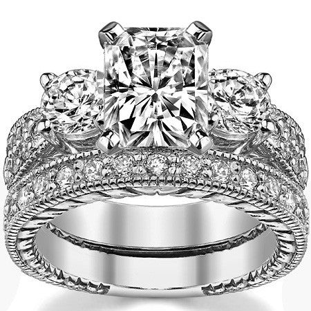 5mm Round Brilliant Moissanite Engagement Ring Antique Setting 1.35ct