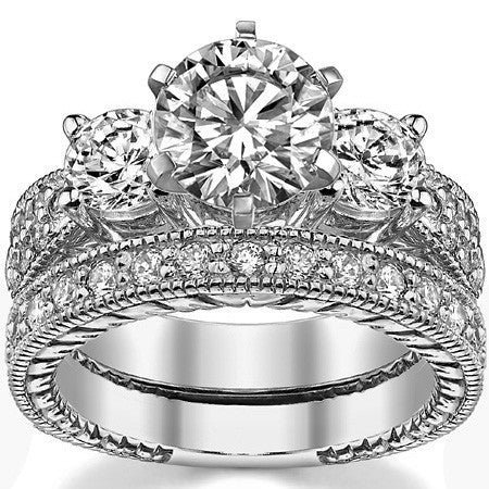 5mm Round Brilliant Moissanite Engagement Ring Antique Setting 1.35ct