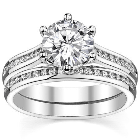 Round 6-Prong Trellis Moissanite Engagement Ring
