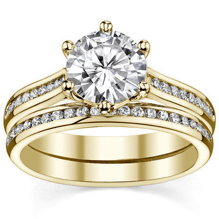 Round 6-Prong Trellis Moissanite Engagement Ring