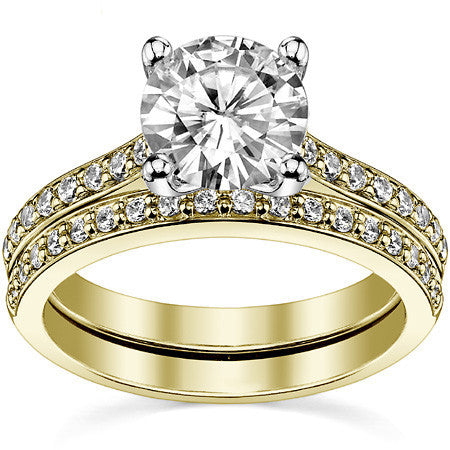 Round or Cushion Moissanite Engagement Ring