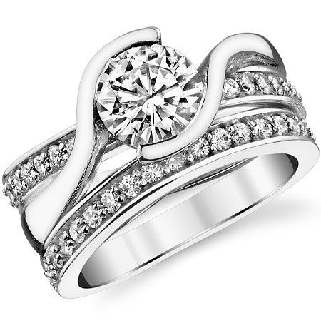 Bypass Semi-Bezel Moissanite Engagement Ring