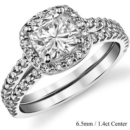 Cushion Cut Petite Halo Moissanite Engagement Ring