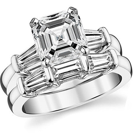 Baguette Moissanite Engagement Ring Setting 0.36ct