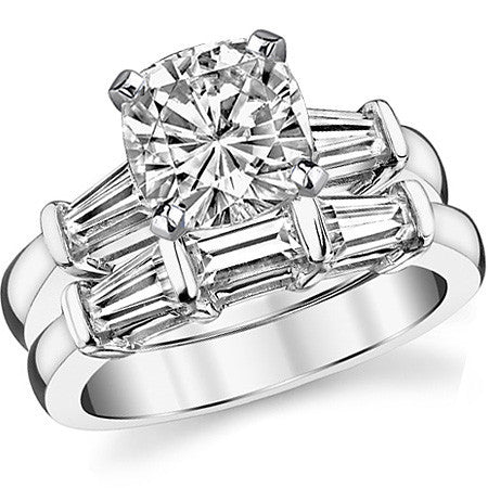 Baguette Moissanite Engagement Ring Setting 0.36ct