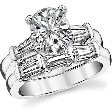 Baguette Moissanite Engagement Ring Setting 0.36ct