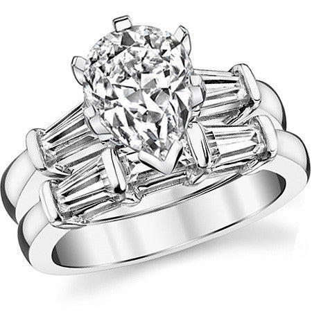 Baguette Moissanite Engagement Ring Setting 0.36ct
