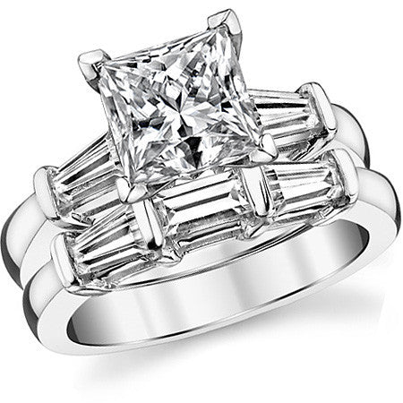 Baguette Moissanite Engagement Ring Setting 0.36ct