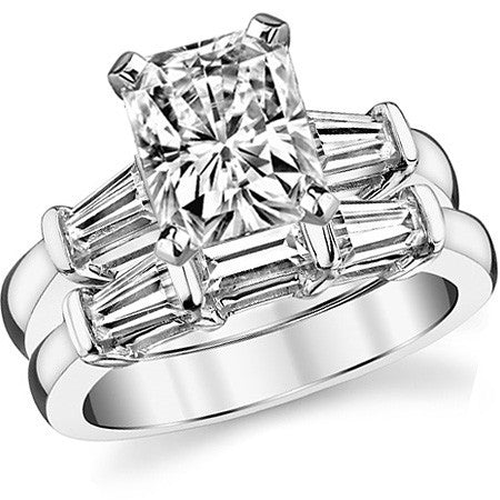 Baguette Moissanite Engagement Ring Setting 0.36ct