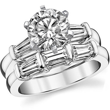 Baguette Moissanite Engagement Ring Setting 0.36ct