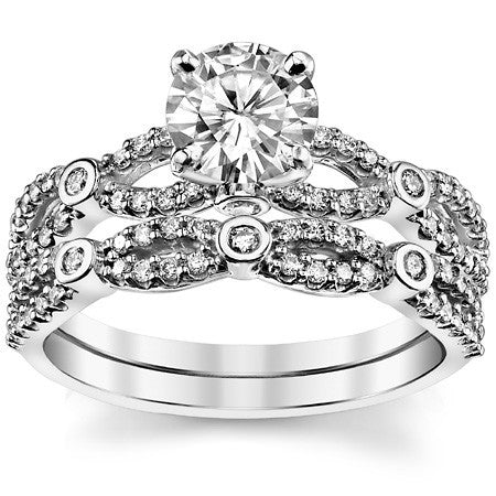 Split Shank Moissanite & Diamond Engagement Ring