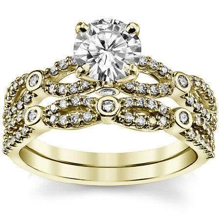 Split Shank Moissanite & Diamond Engagement Ring