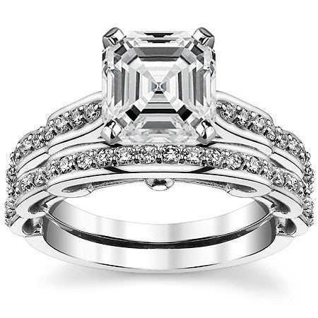 Round Brilliant Moissanite Designer Inspired Engagement Ring, 0.48ct