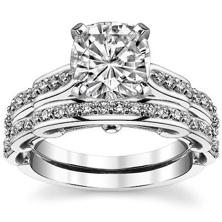 Round Brilliant Moissanite Designer Inspired Engagement Ring, 0.48ct
