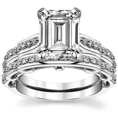 Round Brilliant Moissanite Designer Inspired Engagement Ring, 0.48ct