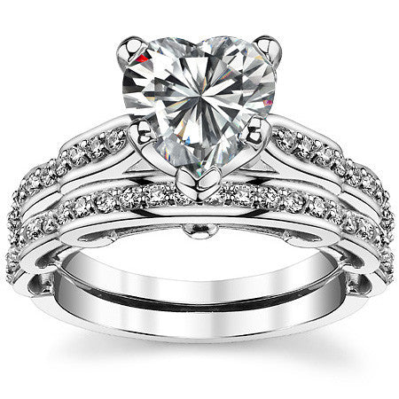 Round Brilliant Moissanite Designer Inspired Engagement Ring, 0.48ct