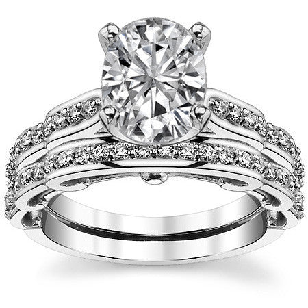 Round Brilliant Moissanite Designer Inspired Engagement Ring, 0.48ct