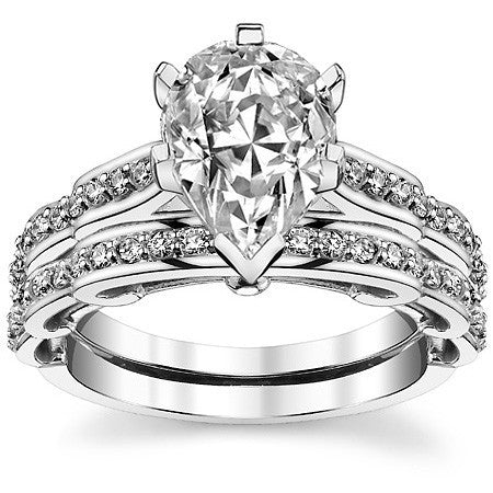 Round Brilliant Moissanite Designer Inspired Engagement Ring, 0.48ct