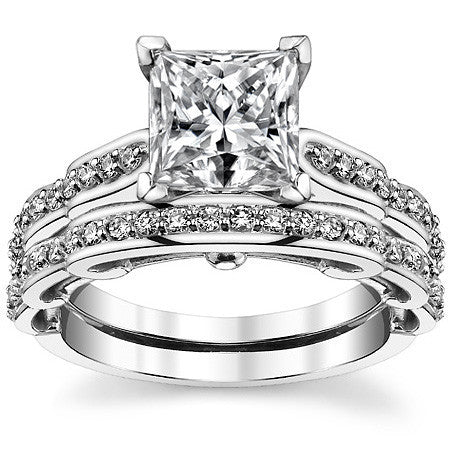 Round Brilliant Moissanite Designer Inspired Engagement Ring, 0.48ct