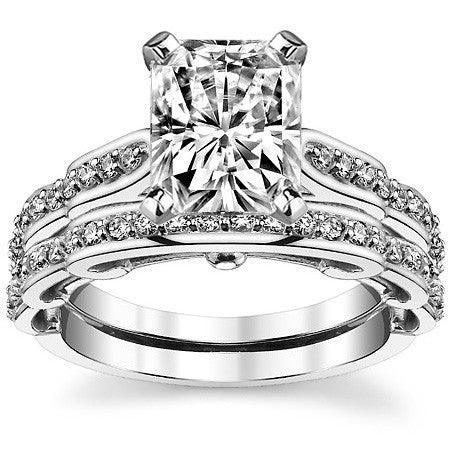 Round Brilliant Moissanite Designer Inspired Engagement Ring, 0.48ct