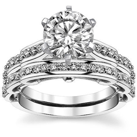 Round Brilliant Moissanite Designer Inspired Engagement Ring, 0.48ct