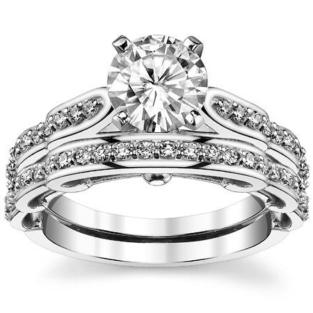 Round Brilliant Moissanite Designer Inspired Engagement Ring, 0.48ct