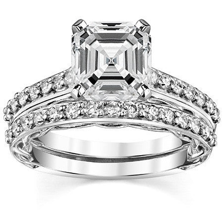 Round Brilliant Moissanite Designer Inspired Engagement Ring, 0.28ct