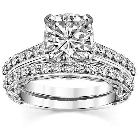 Round Brilliant Moissanite Designer Inspired Engagement Ring, 0.28ct